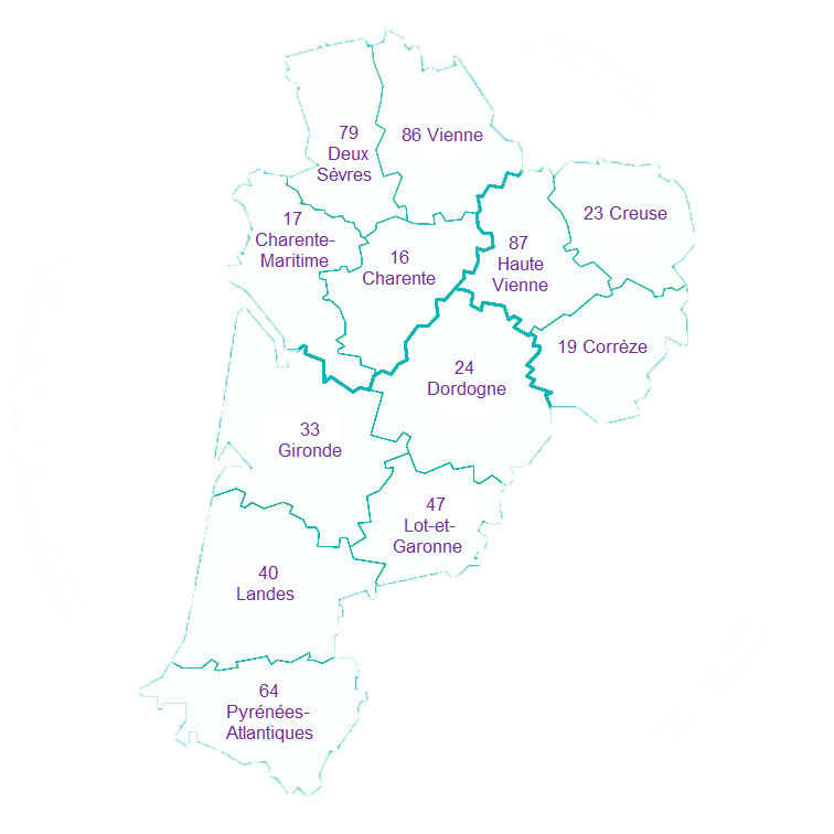 Carte de la Nouvelle Aquitaine